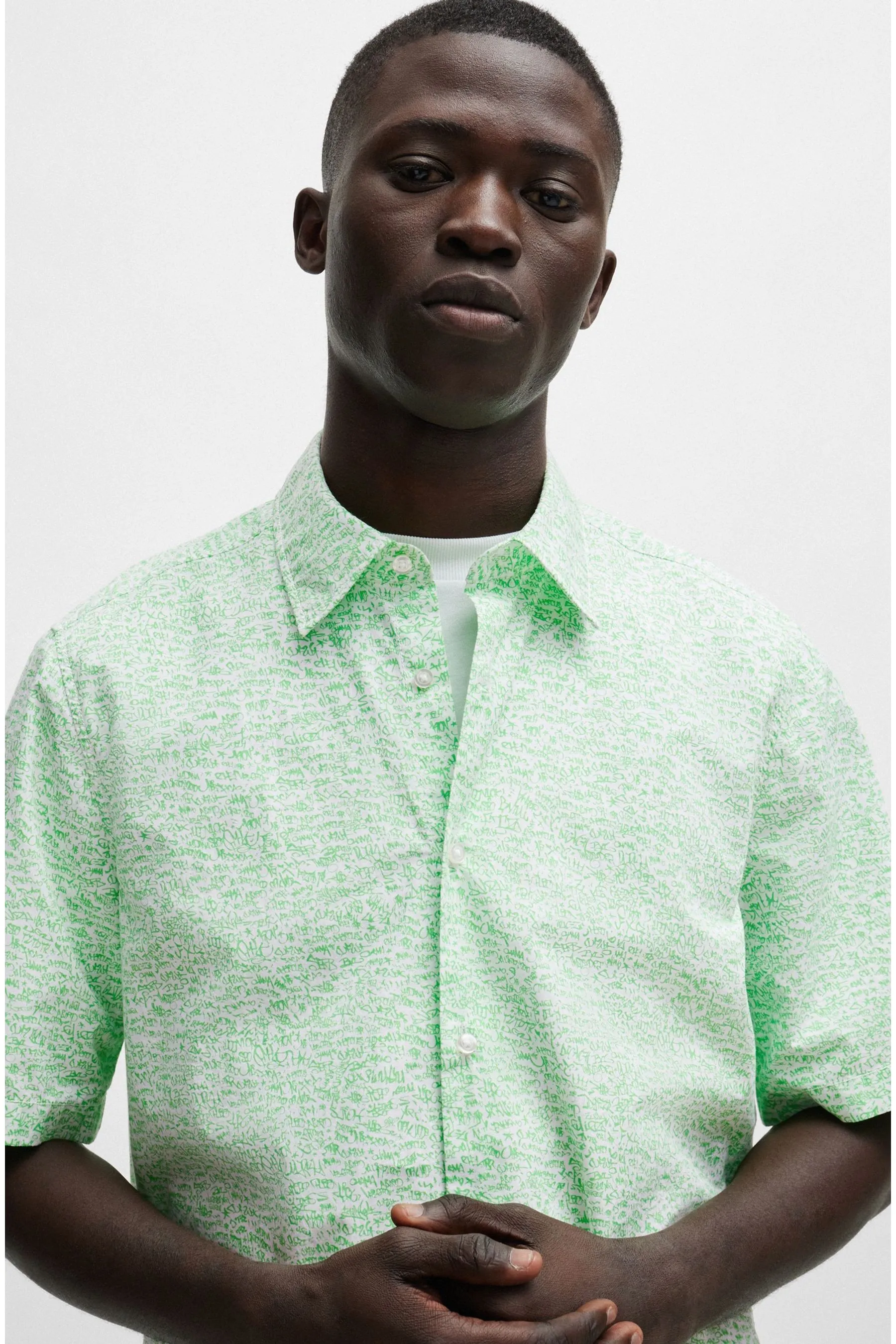 BOSS regular  - Fit Maniche corte Camicia in popeline stampato    