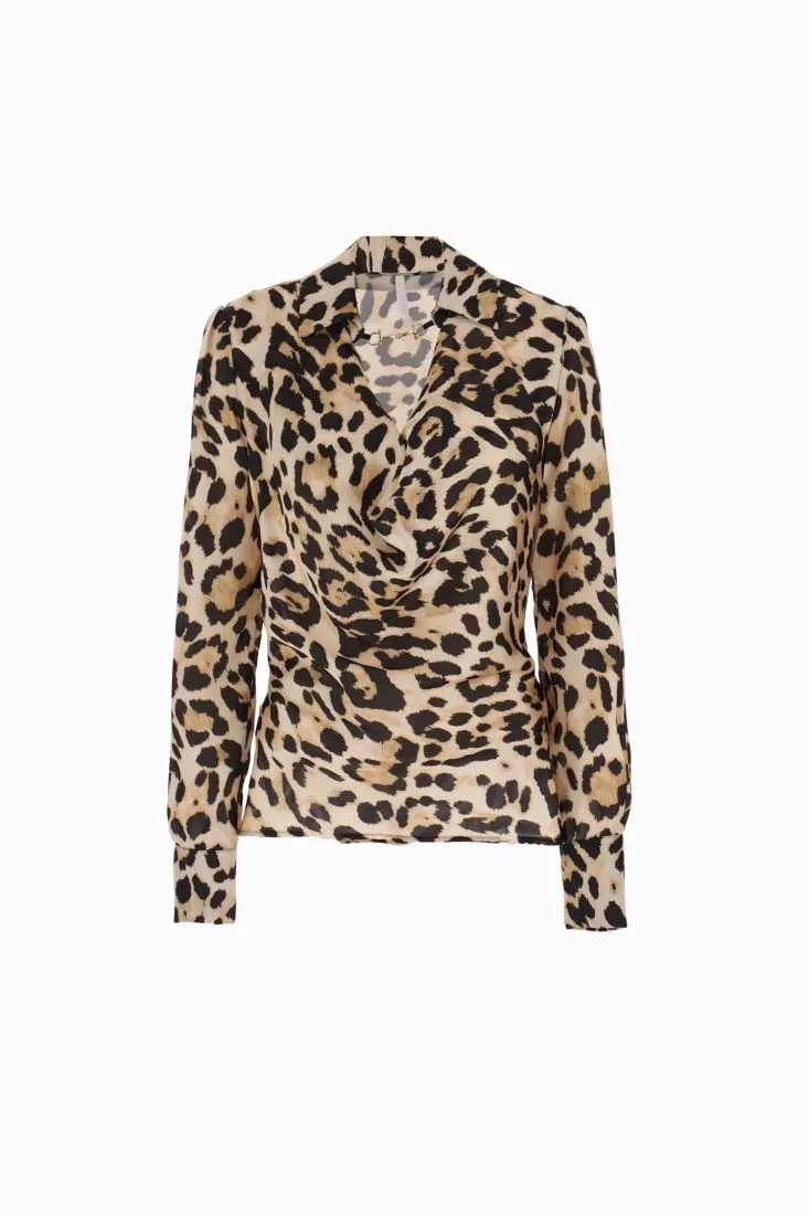 Camicia animalier con dettaglio catena