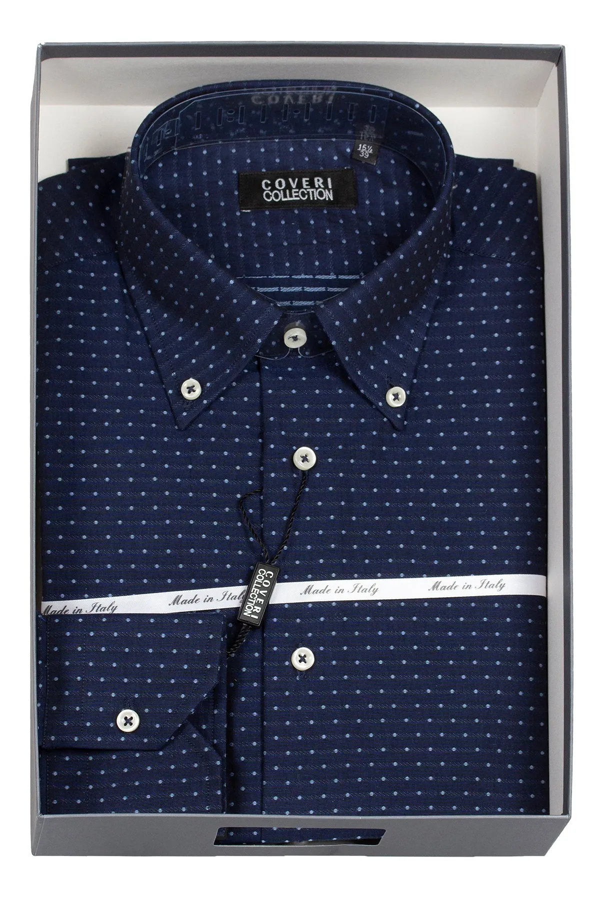 Camicia uomo Made in Italy microfantasia pois