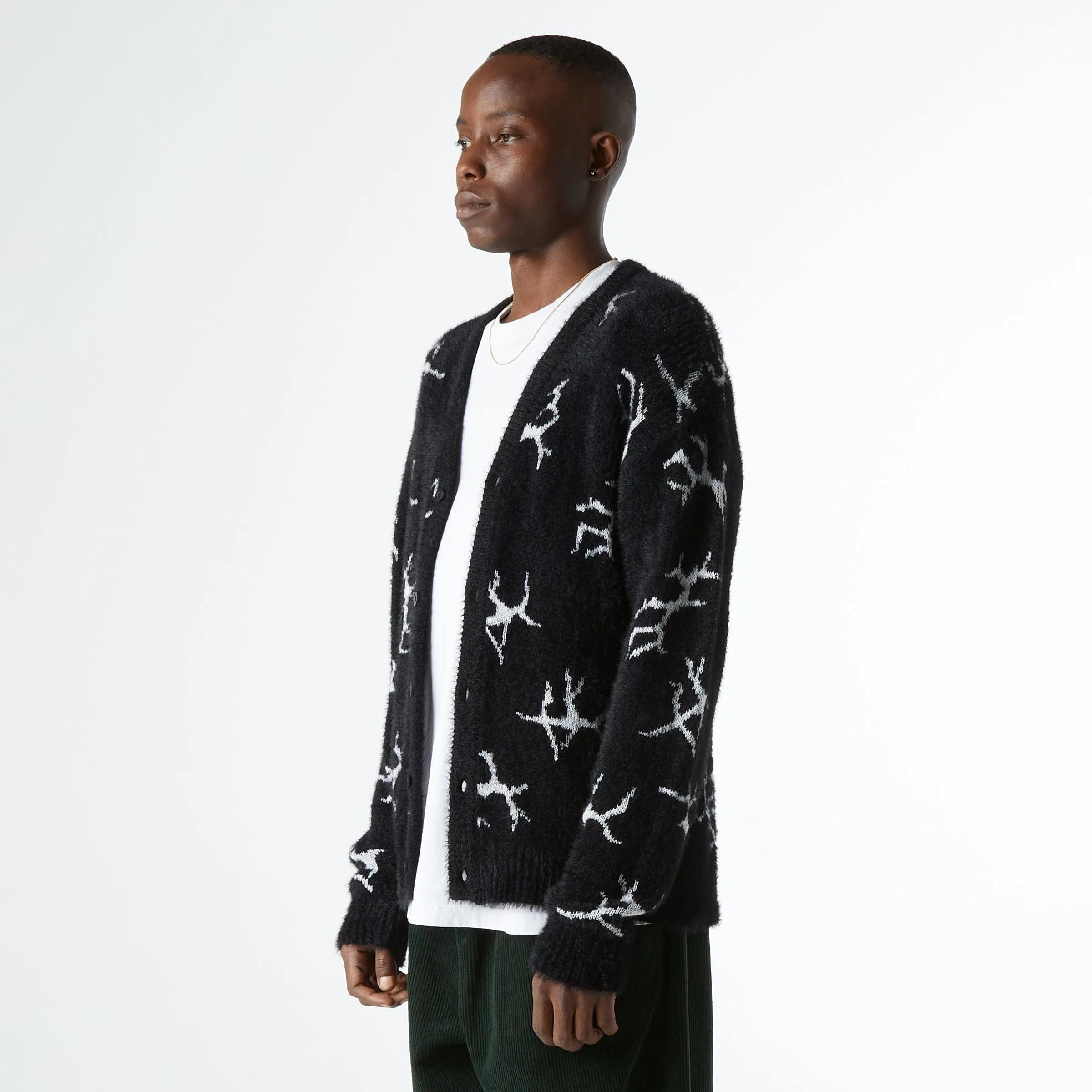 CRACKED CARDIGAN - BLACK