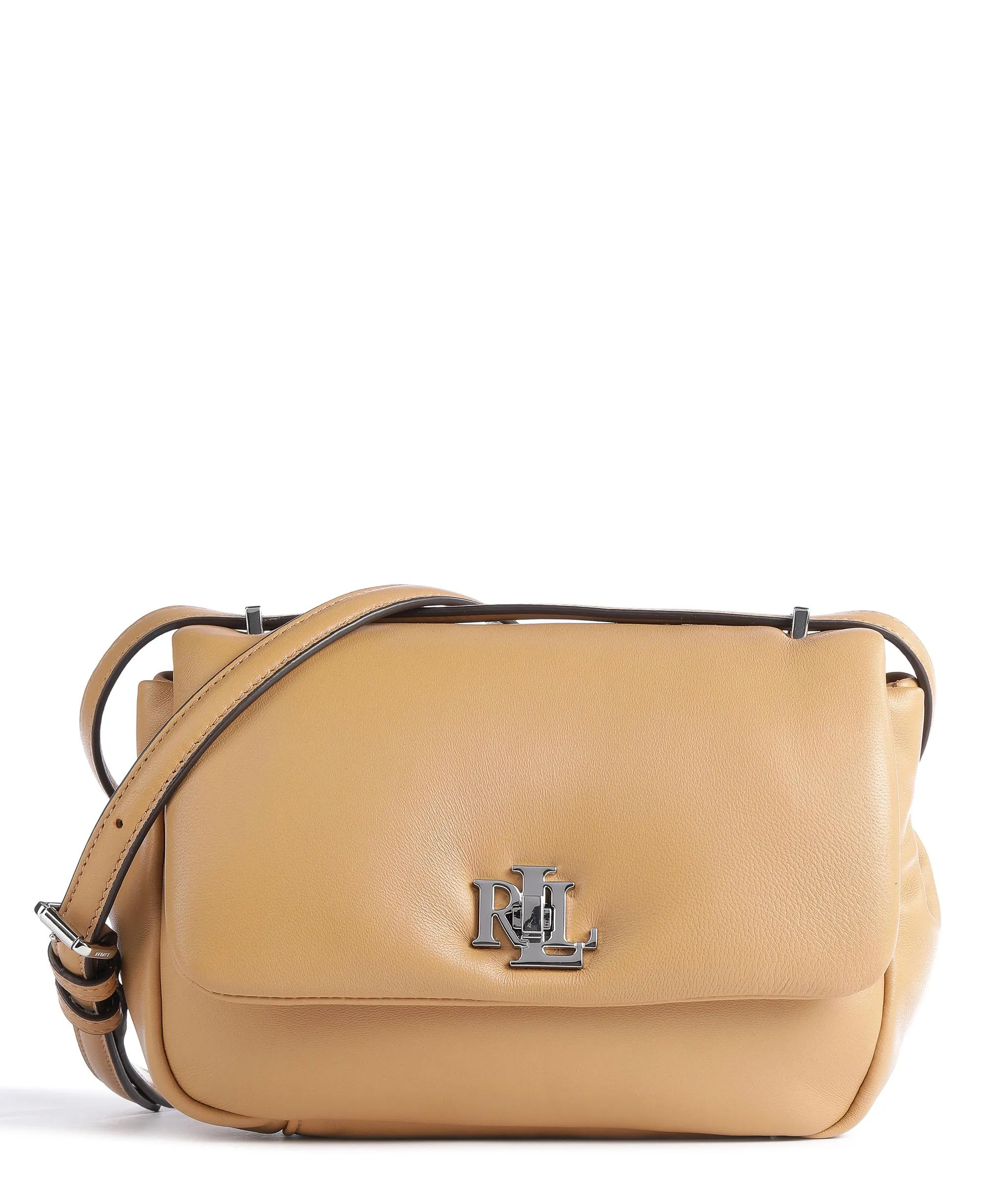  Lauren Ralph Lauren Puffed Sophee 22 Borsa a tracolla pelle a grana fine marrone chiaro  