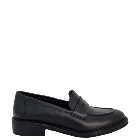 Mocassini college in pelle nero con fondo micro F/W
