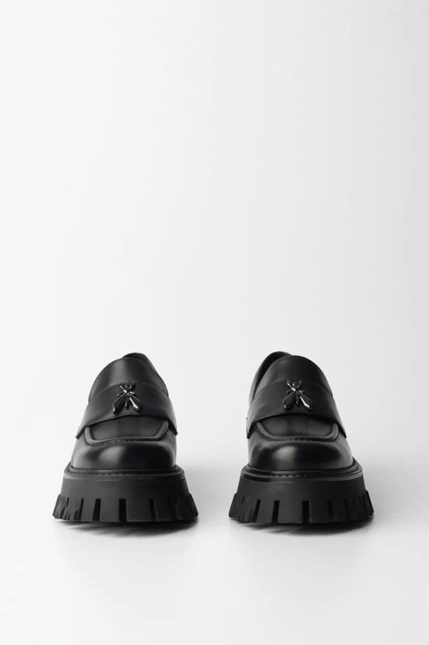 Mocassini con logo e suola chunky Nero