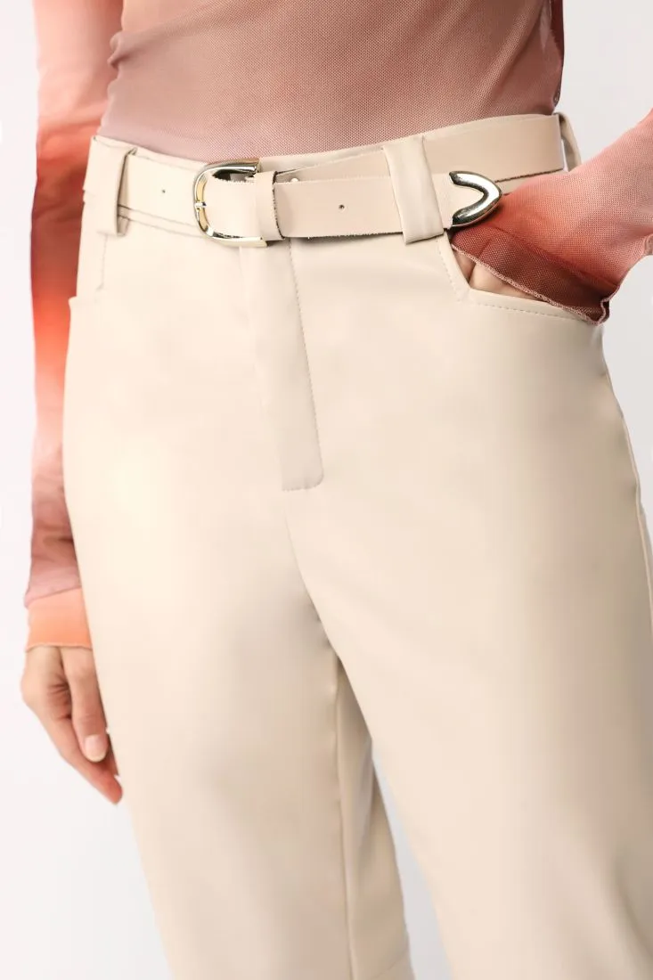 Pantaloni straight in similpelle monocolour con cintura