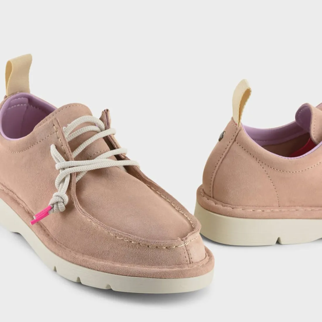 Scarpa allacciata da donna Panchic P19 in suede rosa cipria