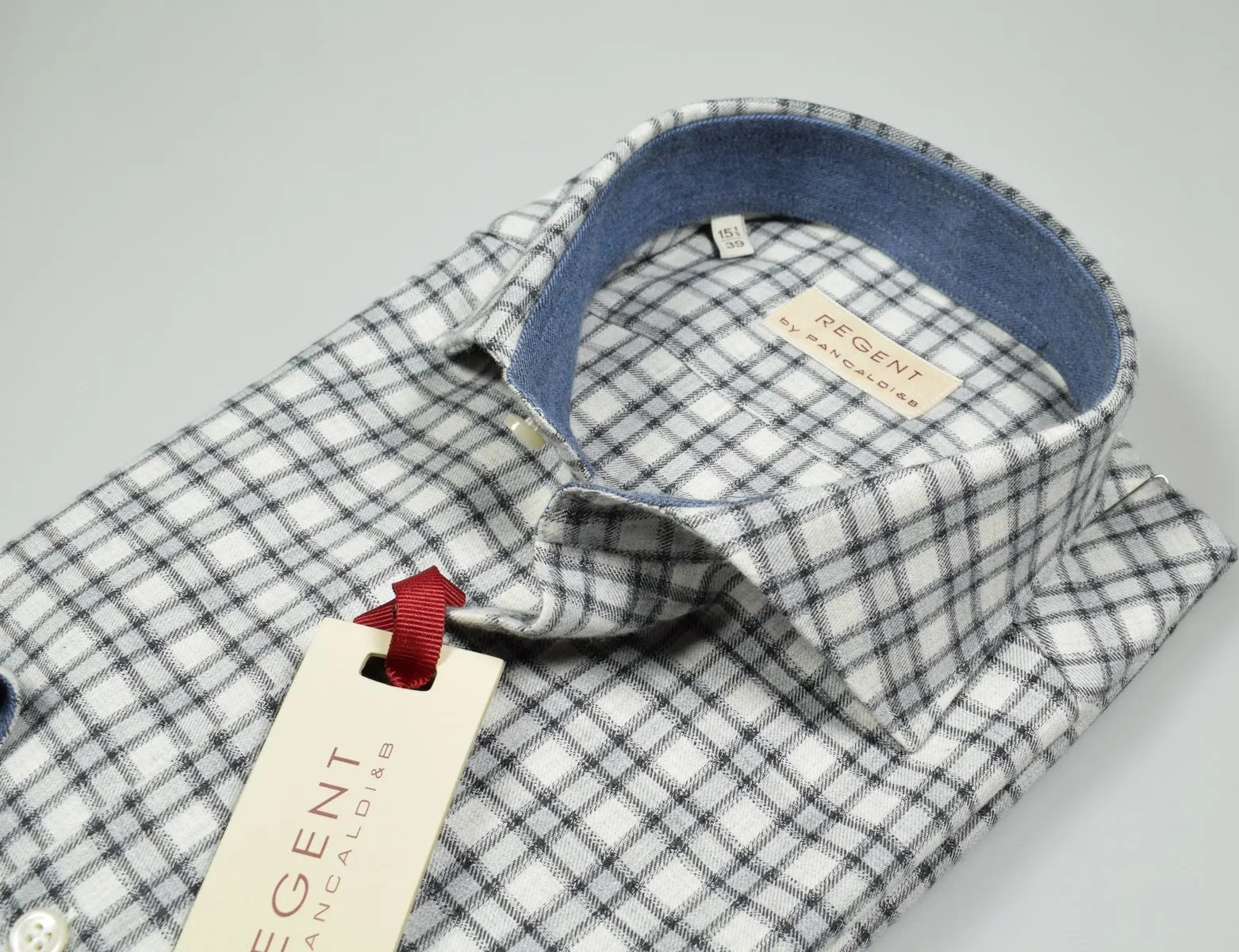 Slim fit pancaldi grey square flannel shirt