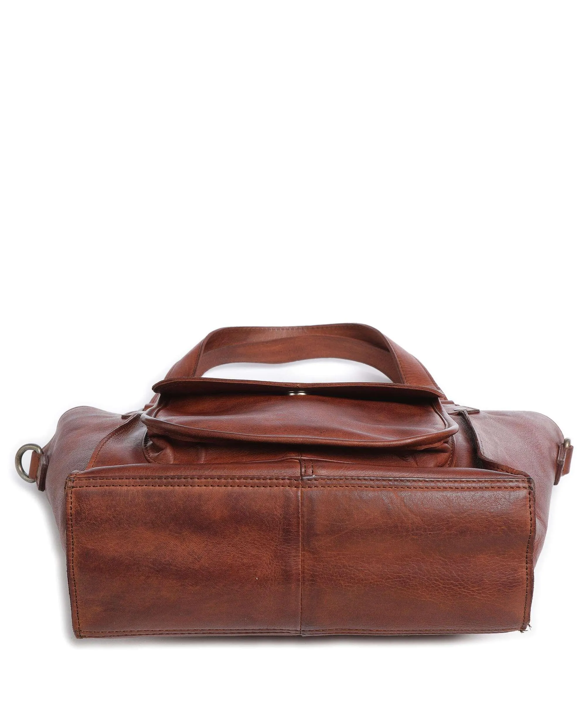 Spikes & Sparrow Mustang Borsa shopper pelle a grana fine marrone  
